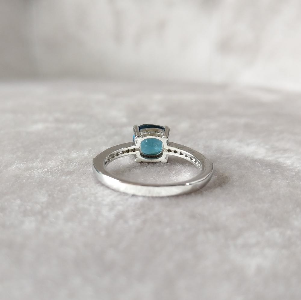 💎NEW💎 SILVER PEACOCK BLUE SAPPHIRE RING - Picture 12 of 13